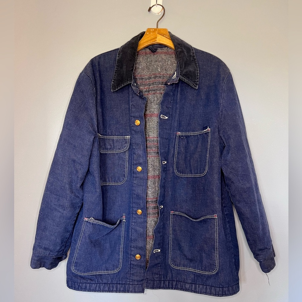 vintage Wrangler blanket lined denim chore jacket coat sanforized Blue Bell